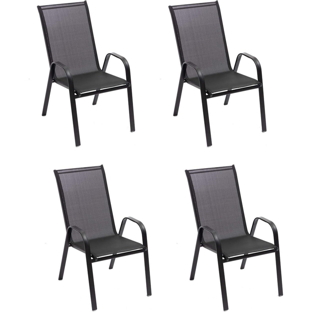 Design versatile sedie per tavolo da giardino in metallo nero