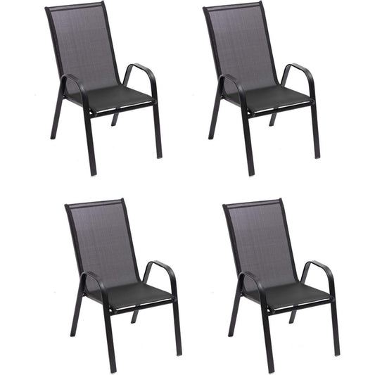 Design versatile sedie per tavolo da giardino in metallo nero