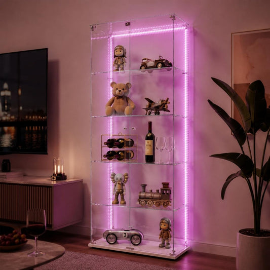 Stile raffinato vetrinette in vetro illuminato bianco