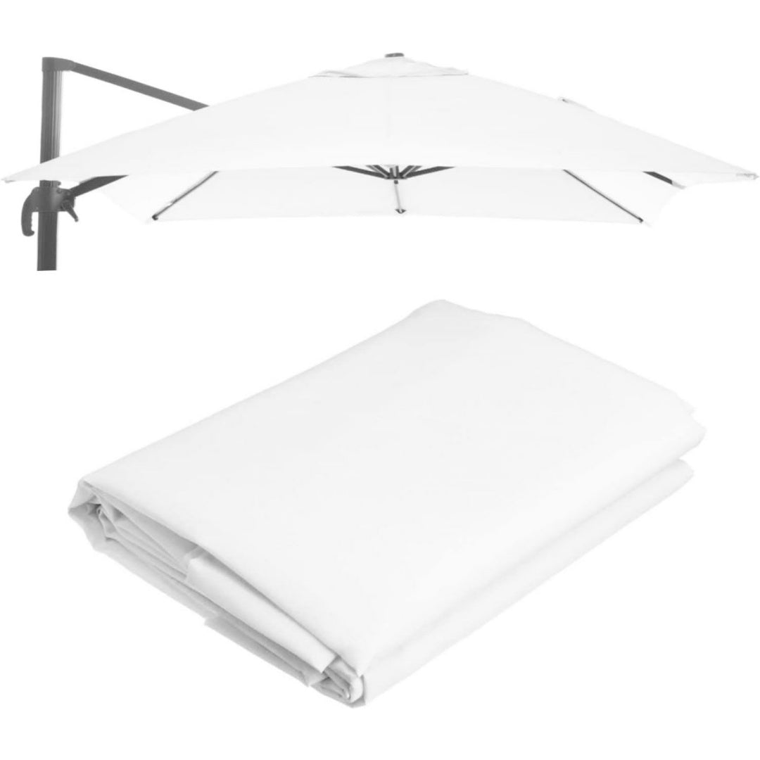 Linea essenziale coperture per ombrelloni in tessuto bianco